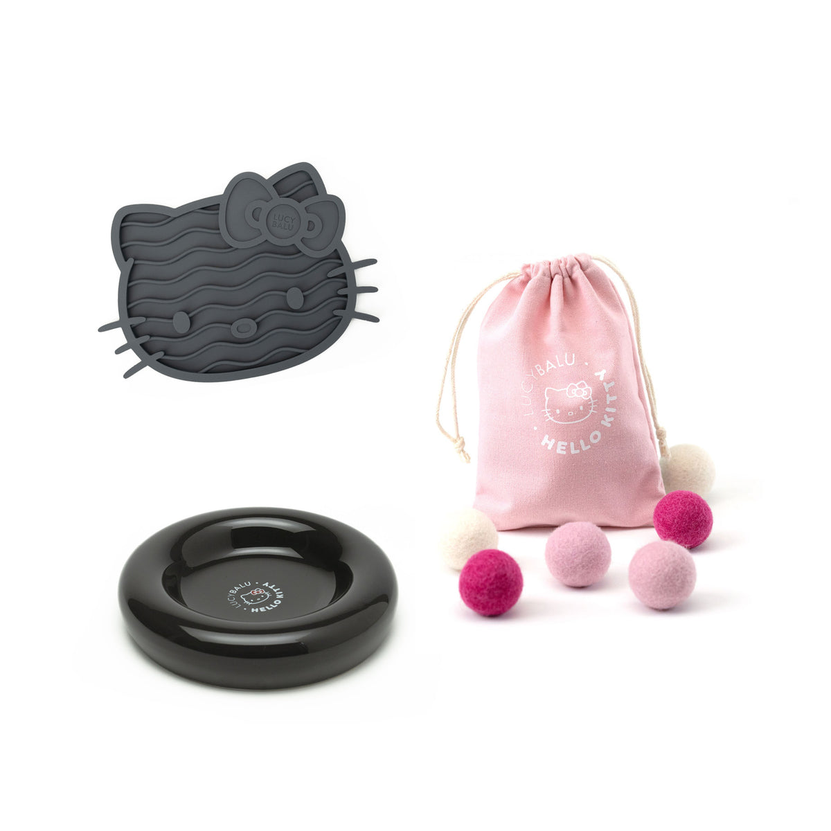 hello kitty katzenspielzeug set schwarz anthrazit